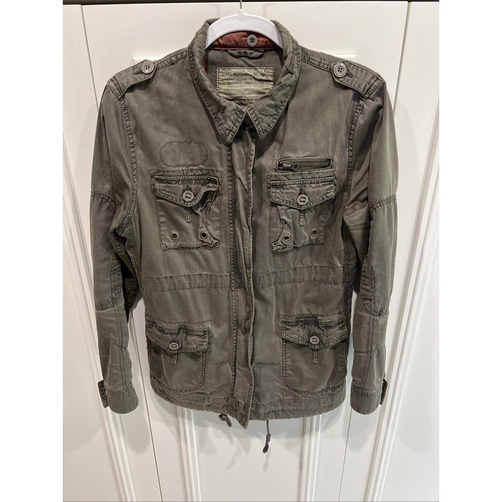 Alpha Industries Army Green Jacket Utility Field Military Grunge No Hood